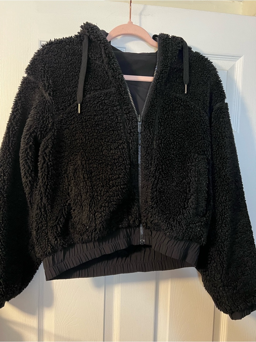 #579 Lululemon Reversible Fleece Jacket Black Size 4 Hooded Full Zip - Picture 6 of 8